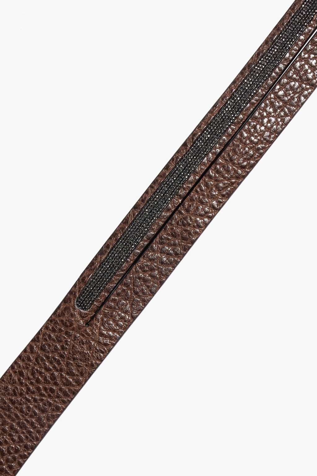 BRUNELLO CUCINELLI Bead-embellished pebbled-leather belt