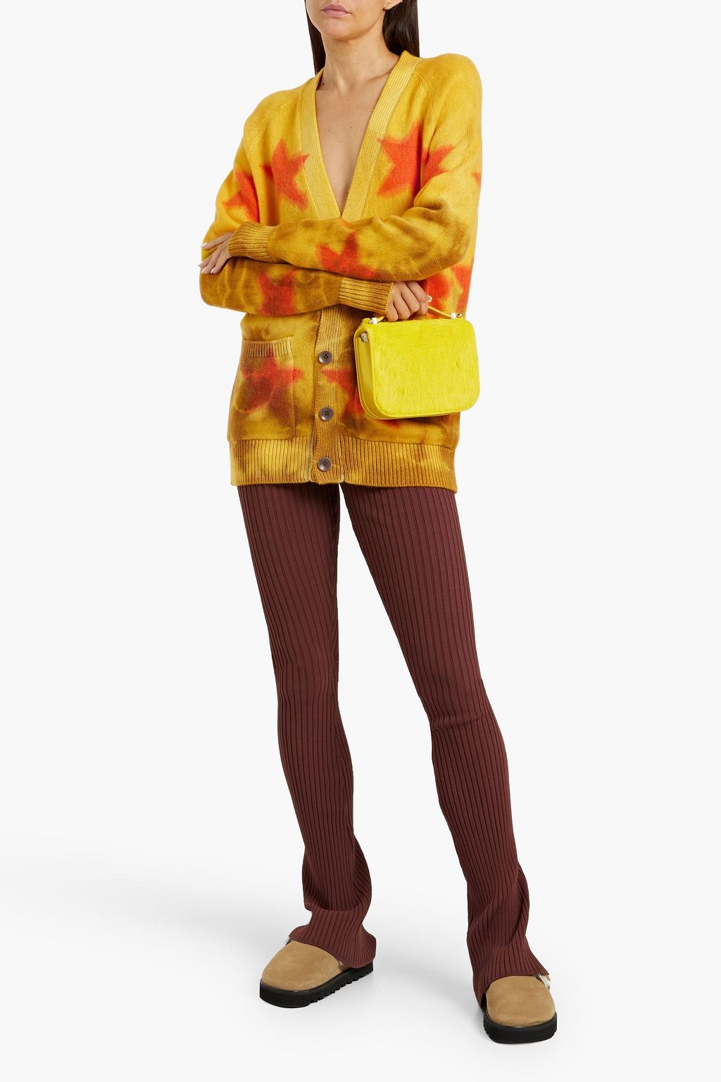 THE ELDER STATESMAN Printed cashmere cardigan