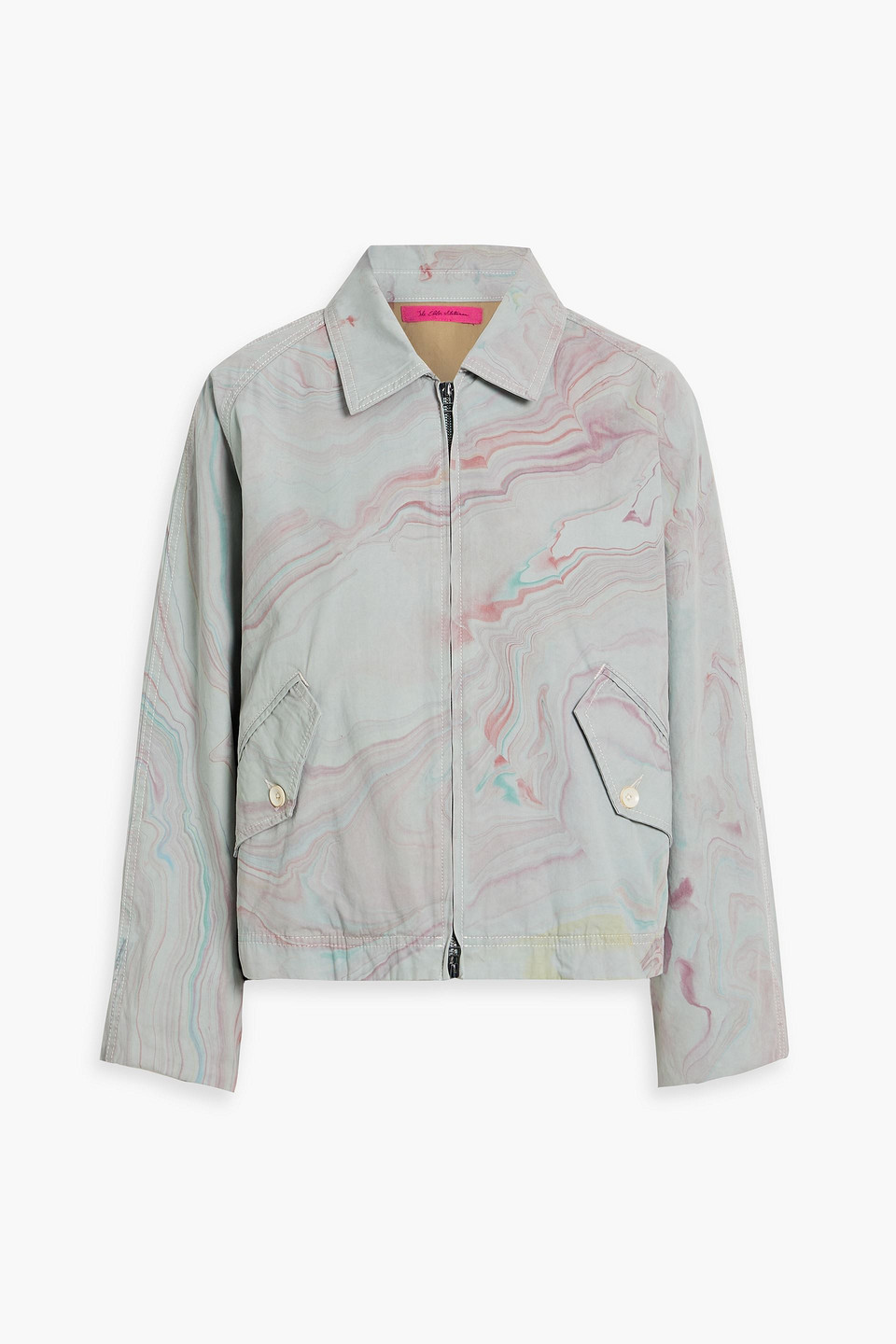 The Elder Statesman Printed Cotton-twill Jacket In Gray
