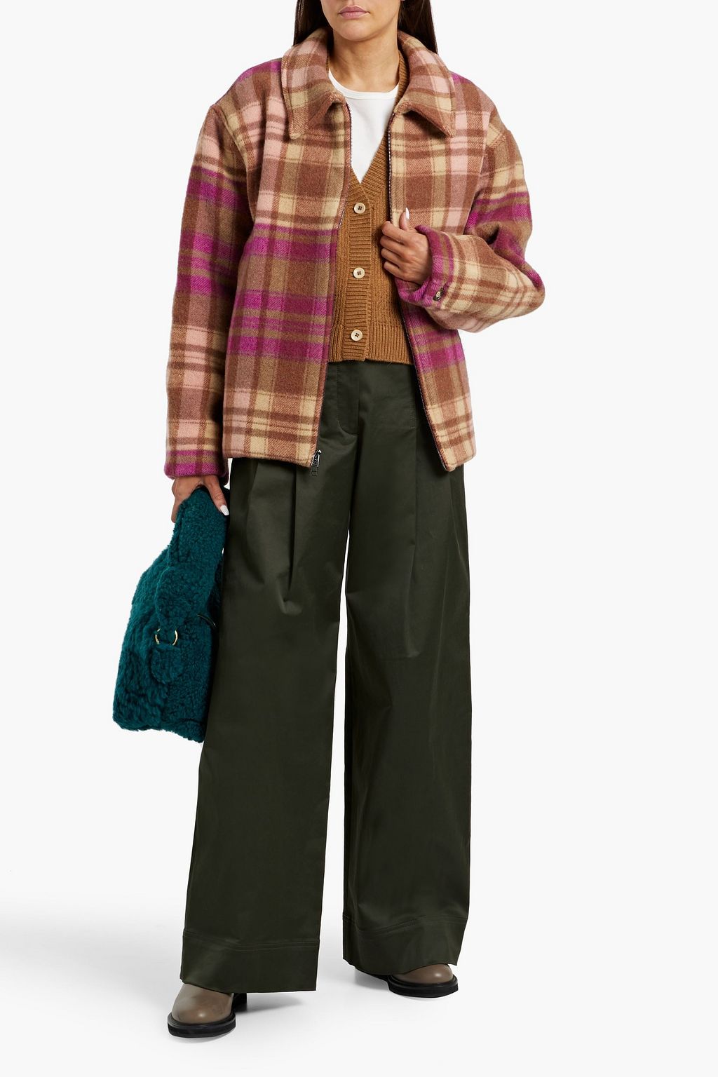 THE ELDER STATESMAN Checked cashmere-felt jacket