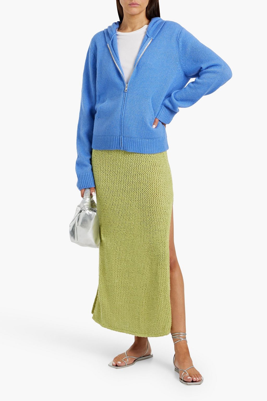 THE ELDER STATESMAN Nimbus cashmere and cotton-blend zip-up hoodie