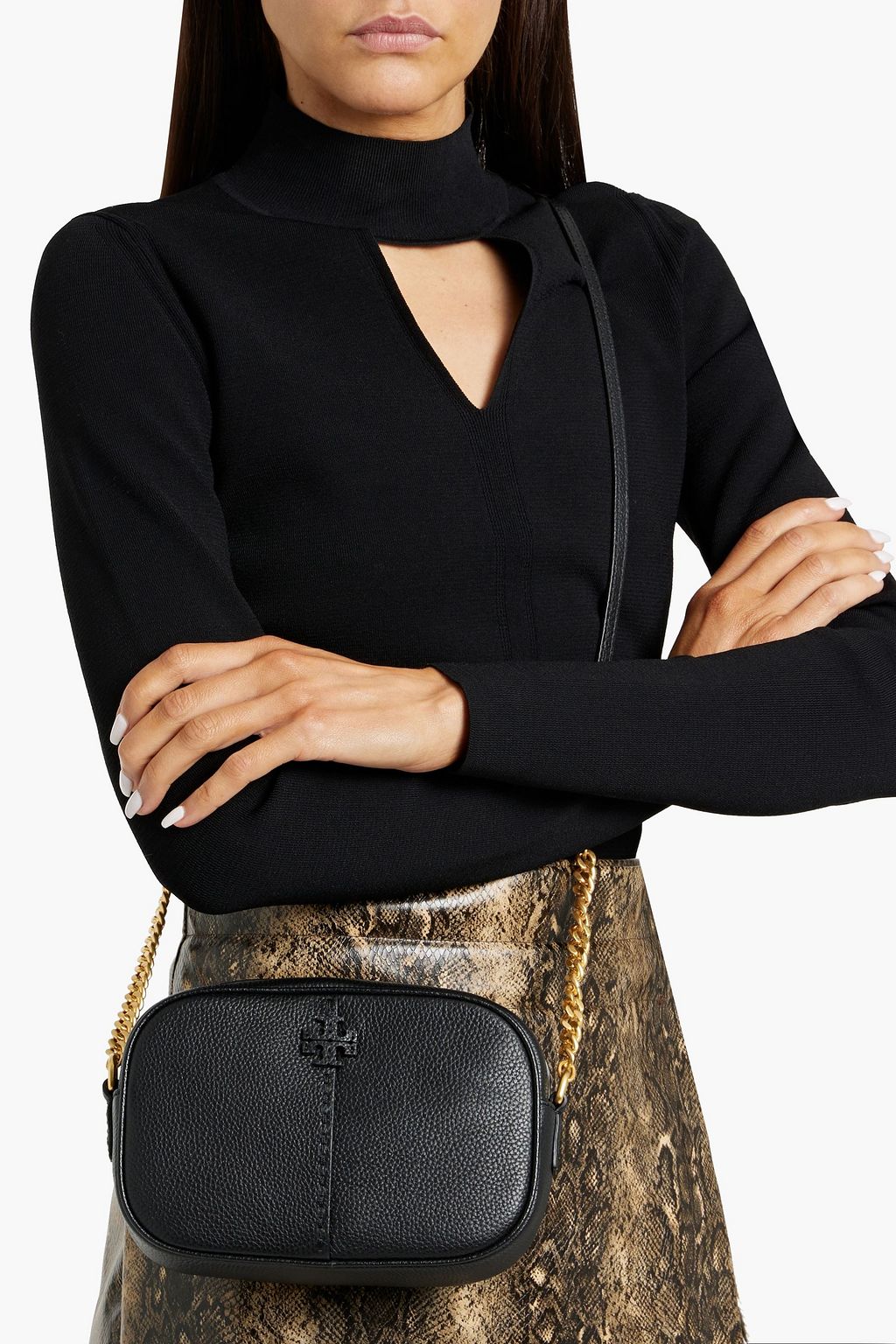 TORY BURCH McGraw pebbled-leather cross-body bag