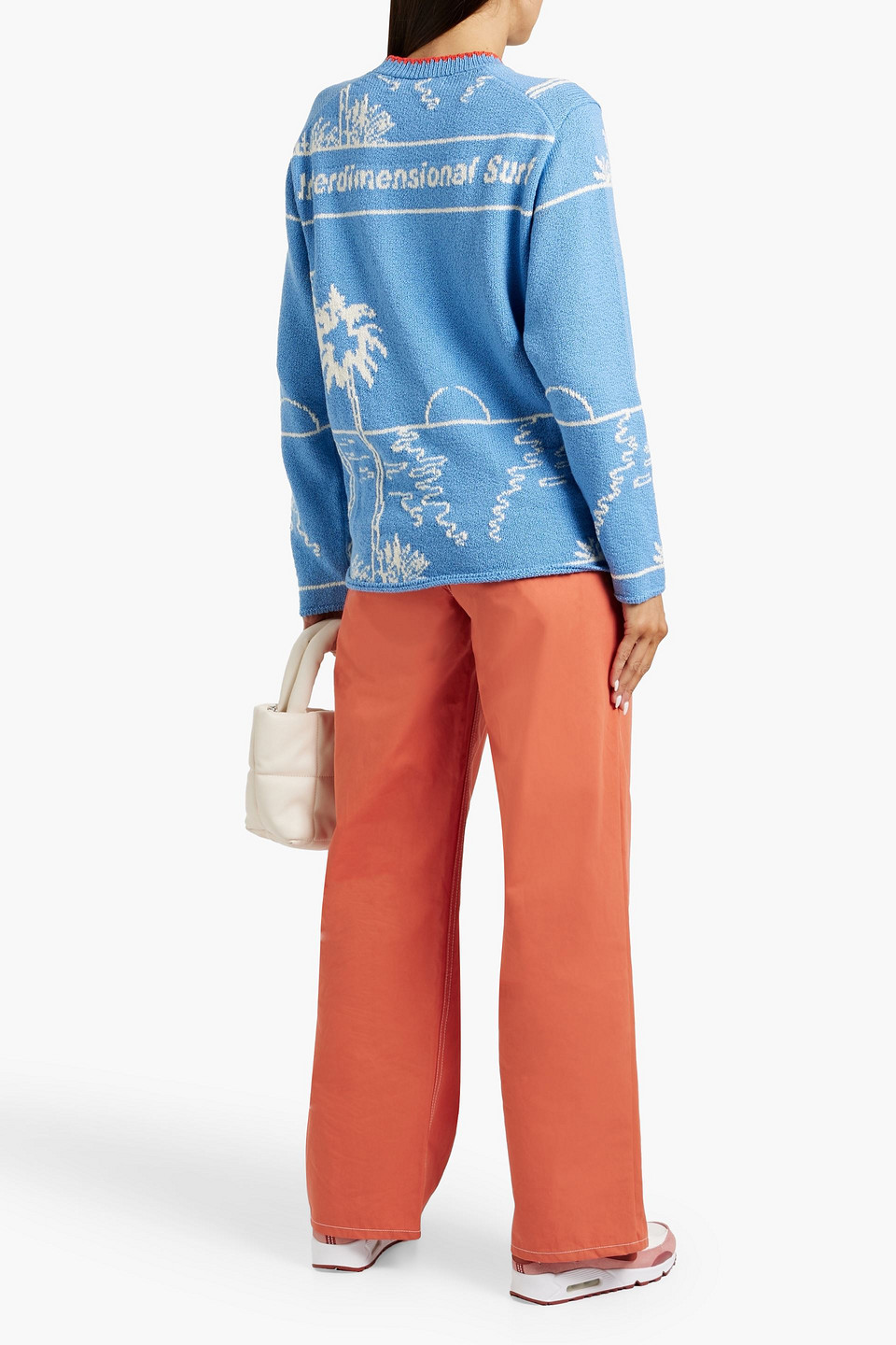 The Elder Statesman Nora Jacquard-knit Cotton Sweater In Blue