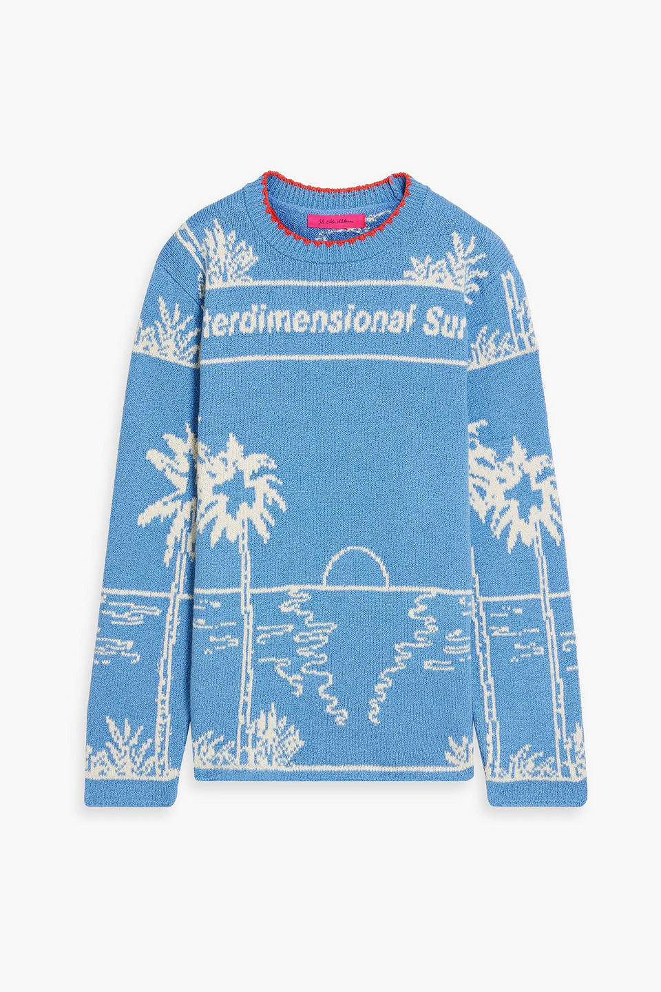 The Elder Statesman Nora Jacquard-knit Cotton Sweater In Blue