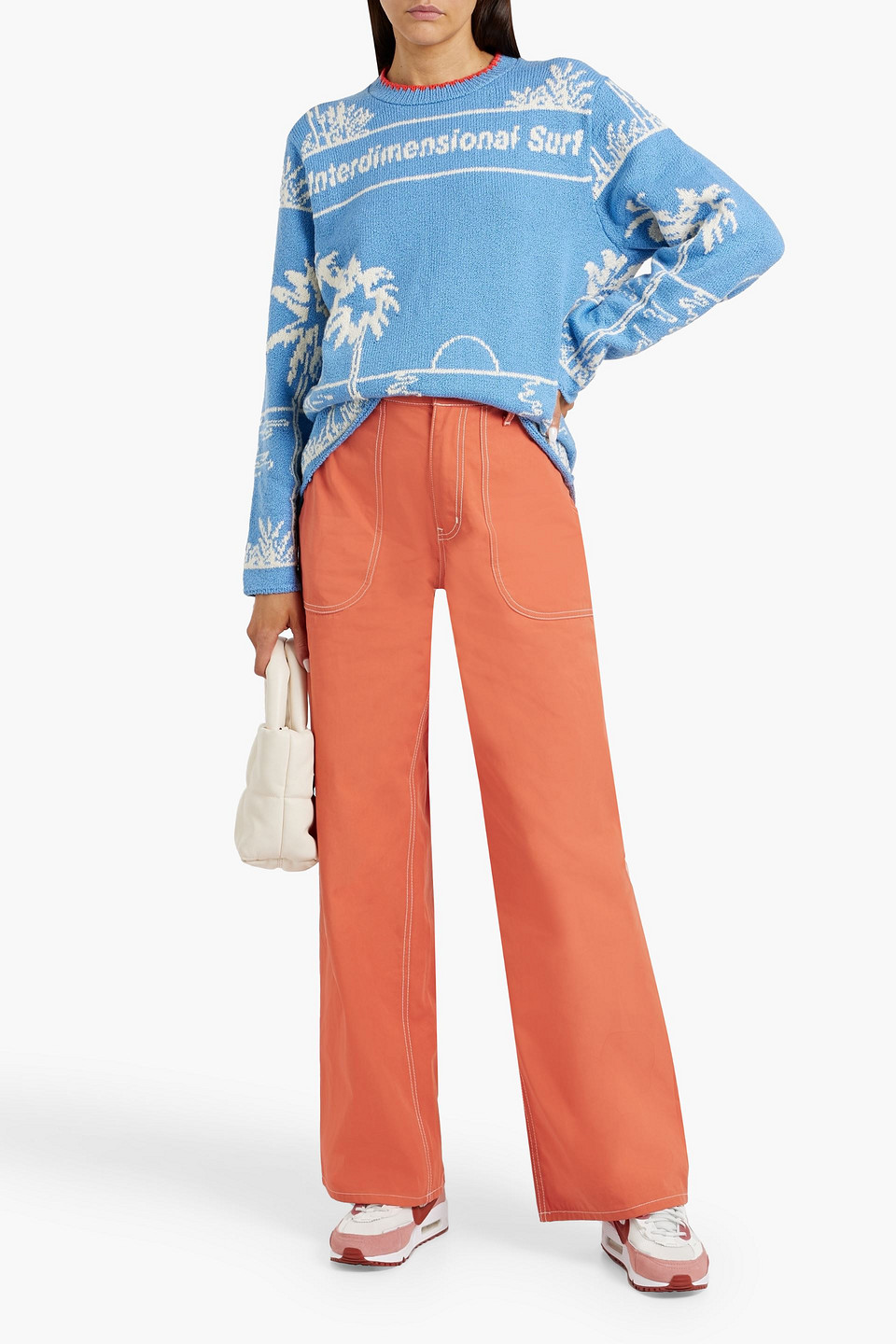 The Elder Statesman Nora Jacquard-knit Cotton Sweater In Blue