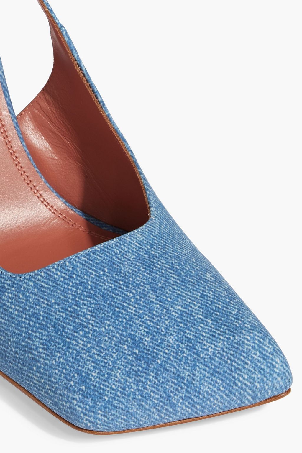 AMINA MUADDI Charlotte denim-effect suede slingback pumps