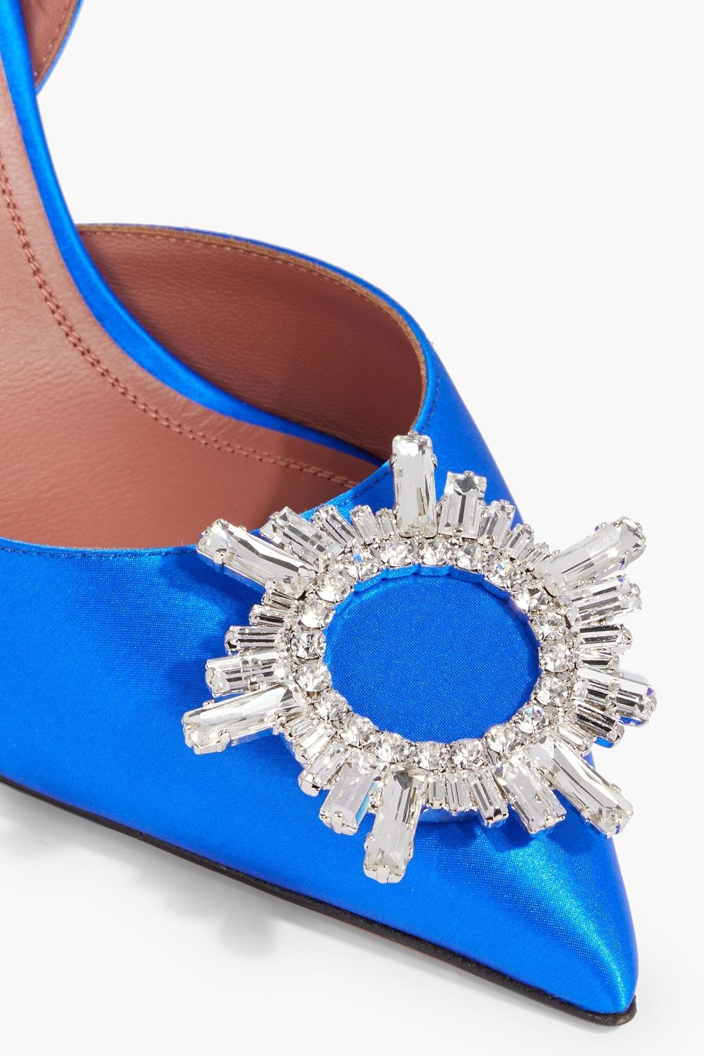 AMINA MUADDI Begum 95 crystal-embellished satin slingback pumps
