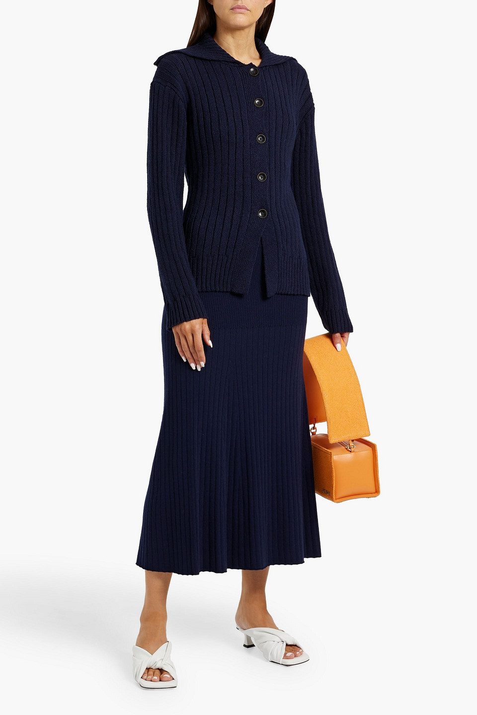The Elder Statesman Nora Ribbed Cotton Cardigan In Blue