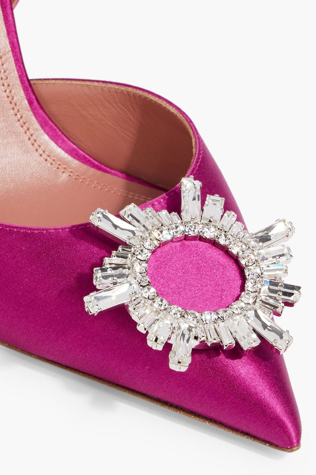 AMINA MUADDI Begum 95 crystal-embellished satin slingback pumps