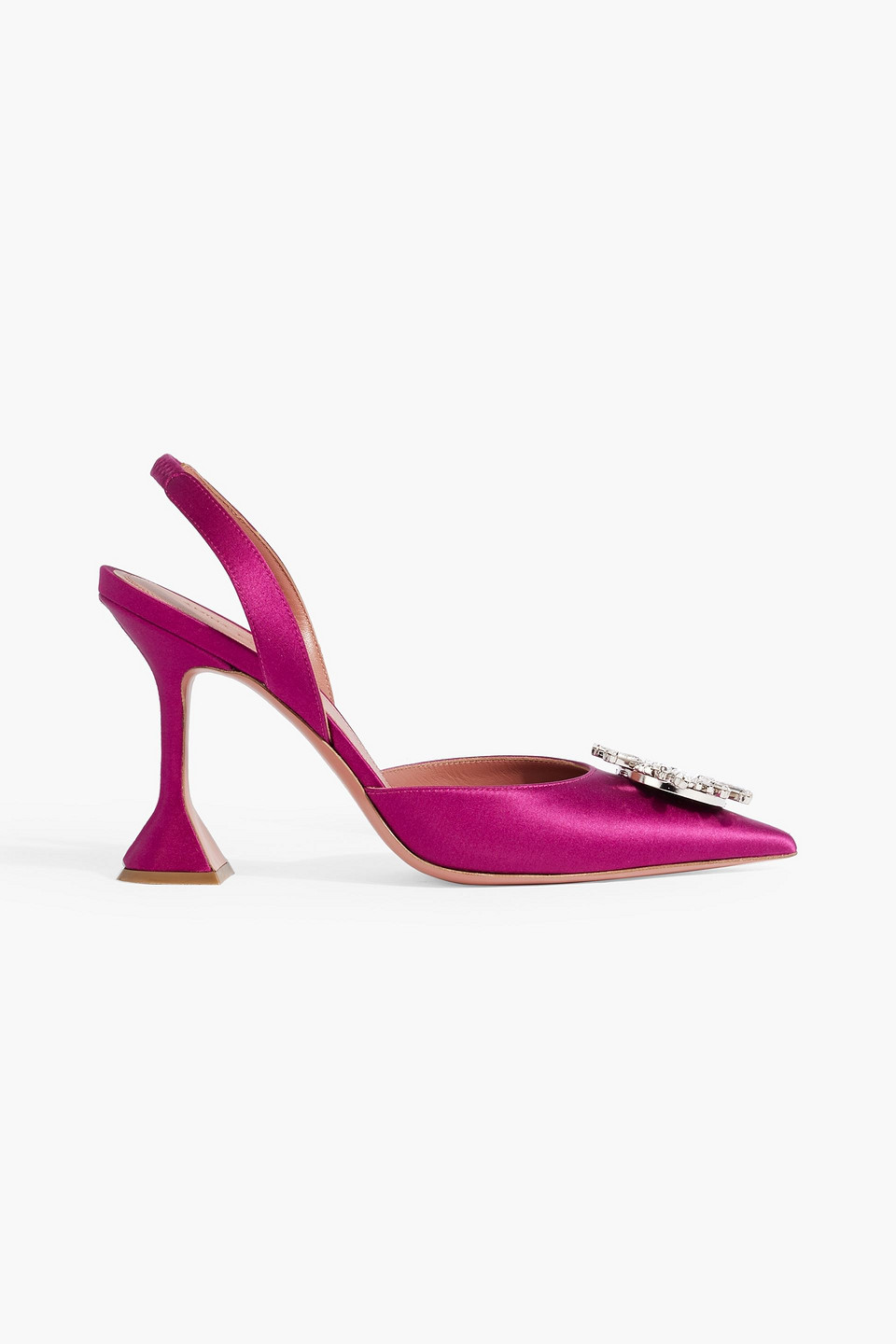 Amina Muaddi Begum 95 Crystal-embellished Satin Slingback Pumps