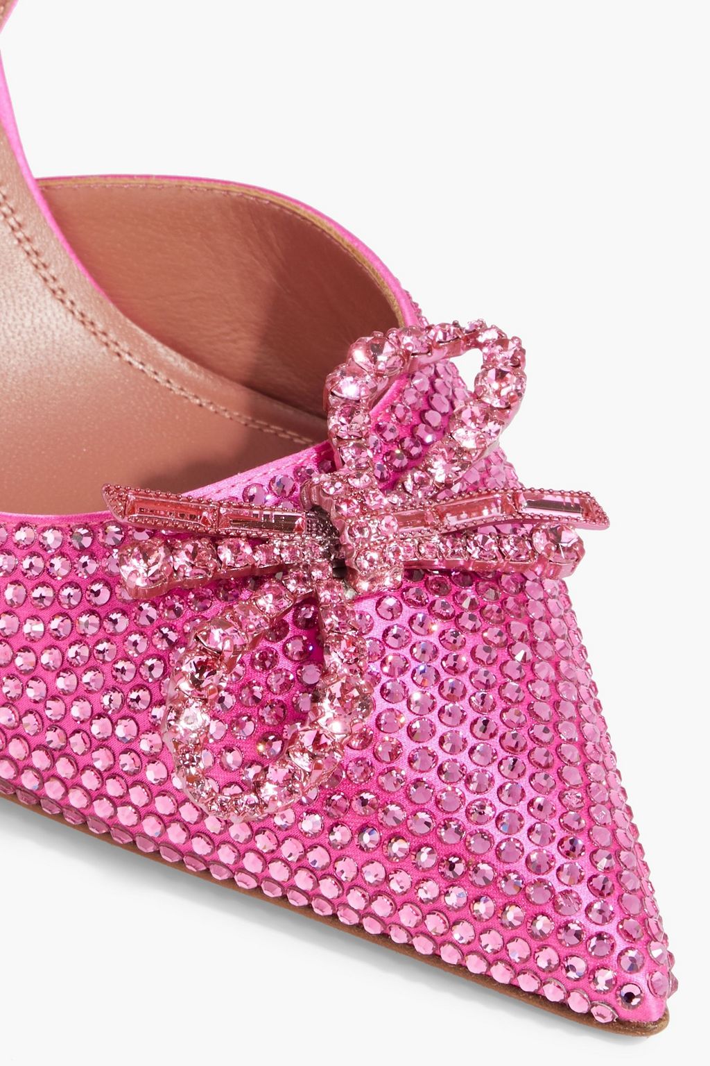 AMINA MUADDI Rosie crystal-embellished satin slingback pumps