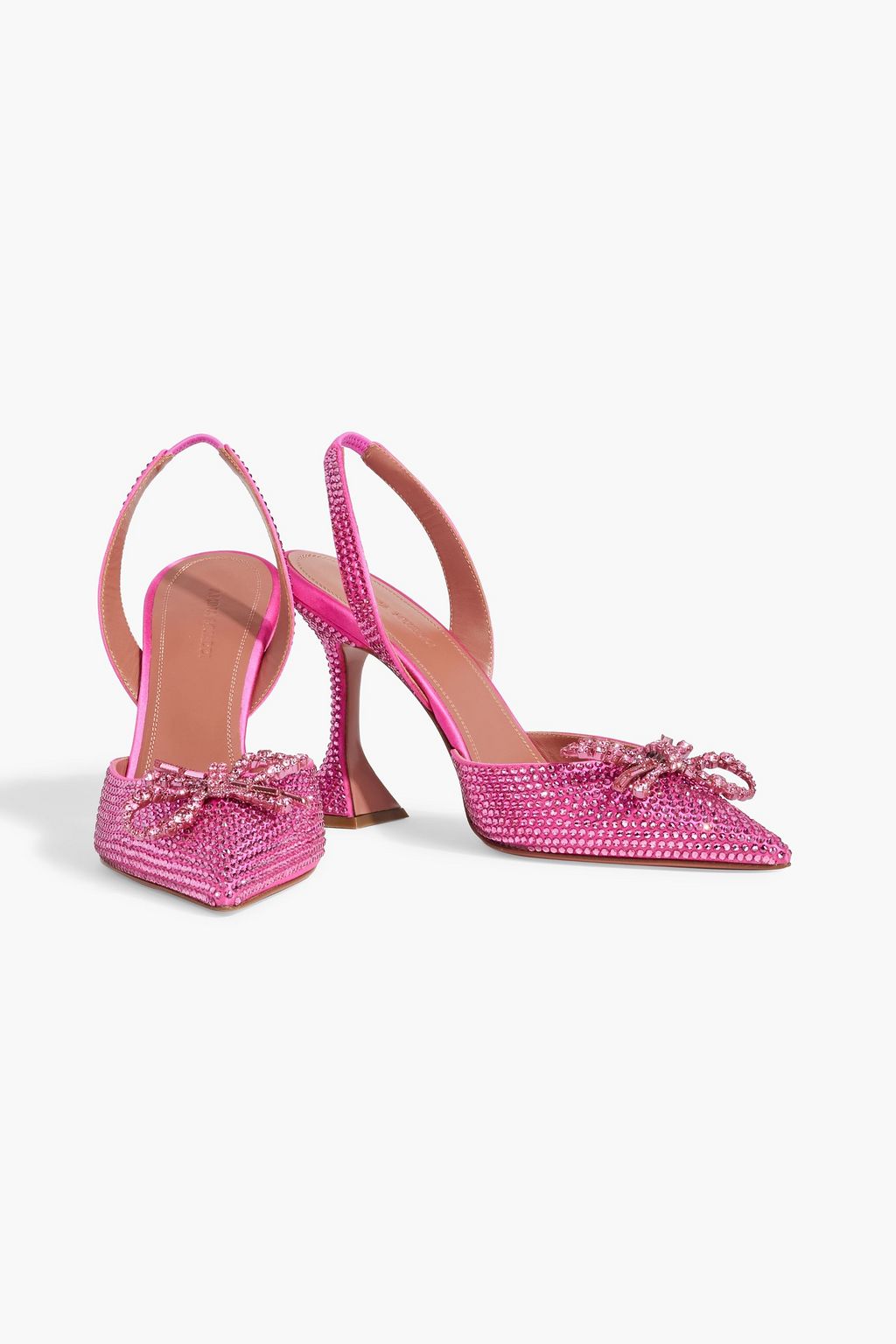 AMINA MUADDI Rosie crystal-embellished satin slingback pumps