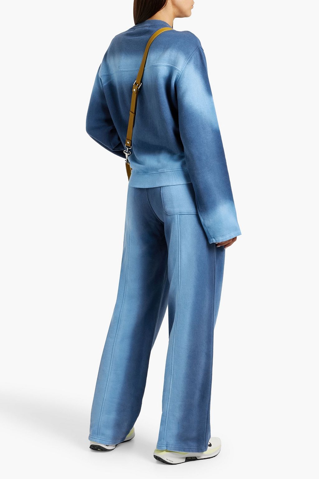 THE ELDER STATESMAN Tie-dyed cotton and cashmere-blend fleece track pants