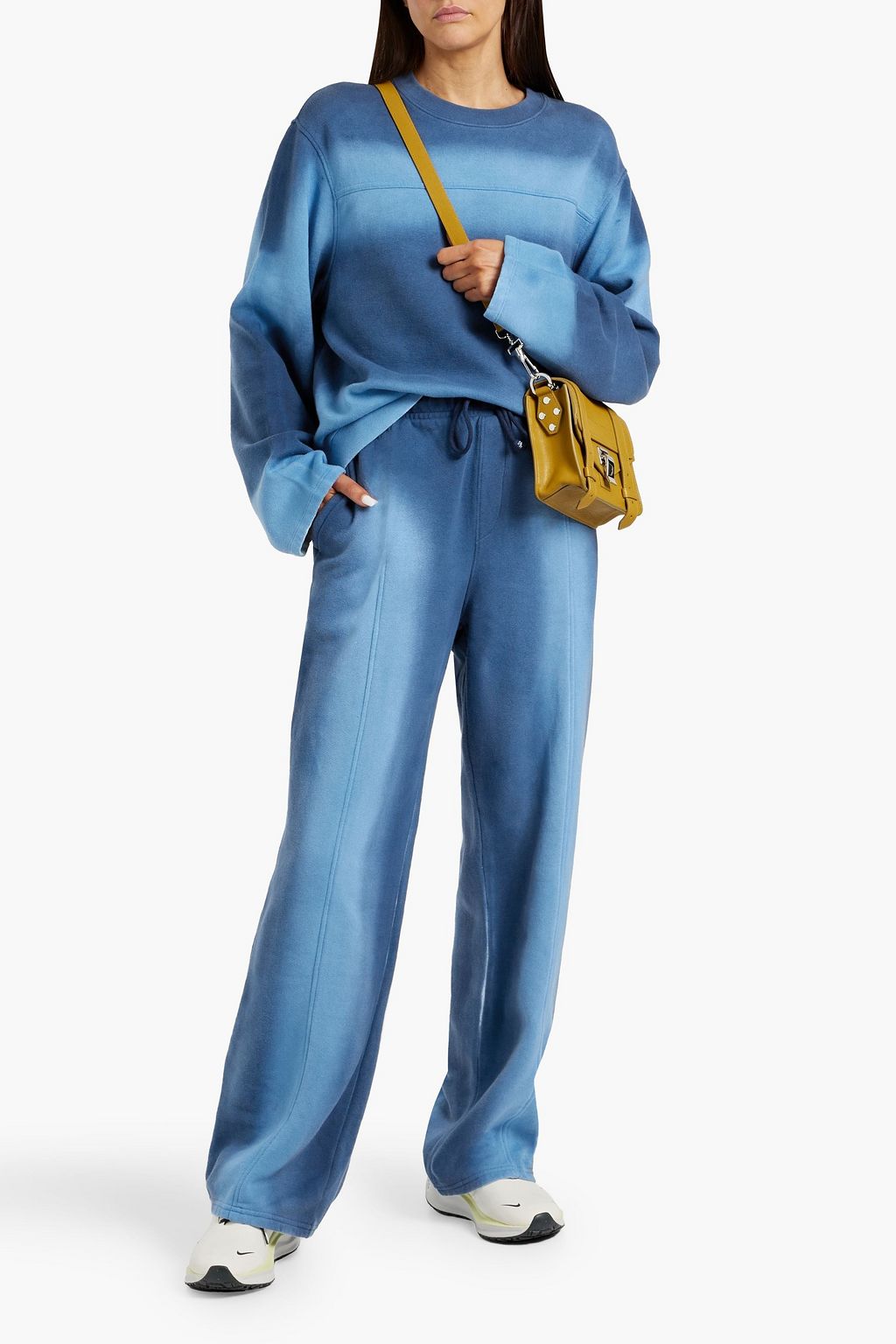 THE ELDER STATESMAN Tie-dyed cotton and cashmere-blend fleece track pants