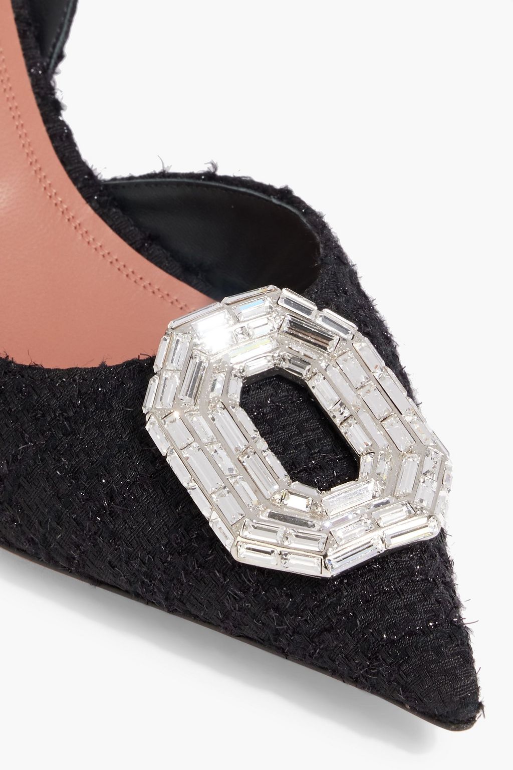 AMINA MUADDI Camelia 60 crystal-embellished metallic tweed slingback pumps