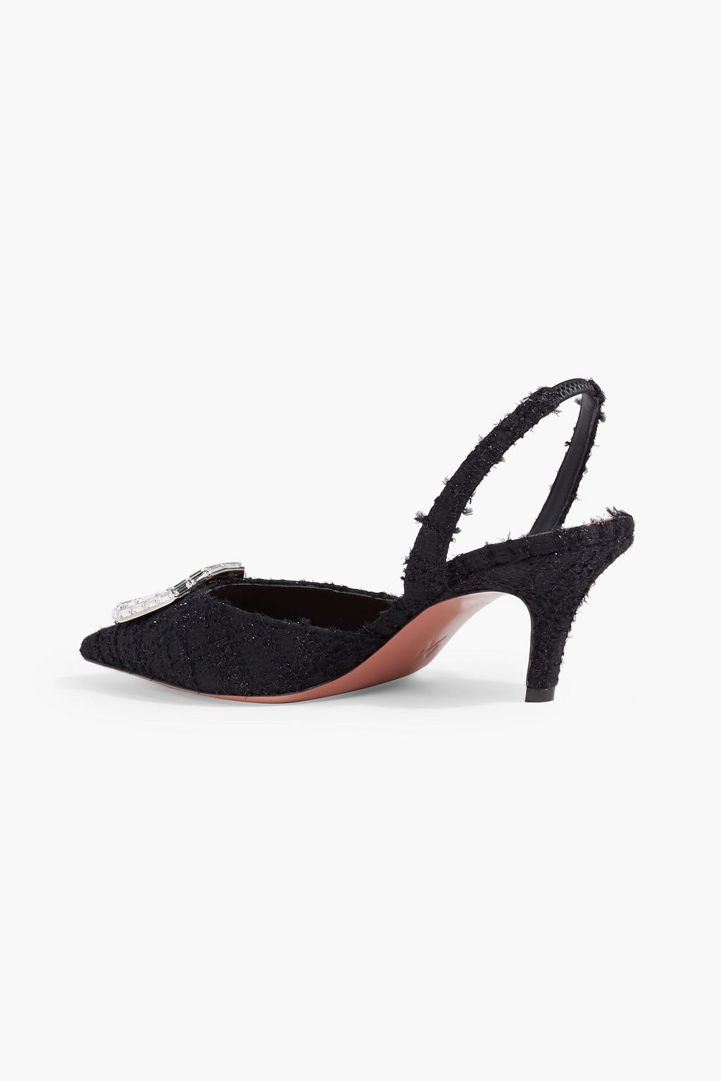 AMINA MUADDI Camelia 60 crystal-embellished metallic tweed slingback pumps
