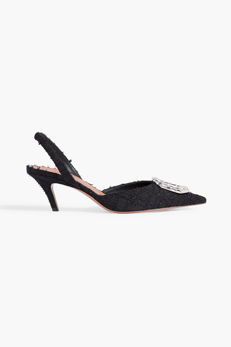 Amina Muaddi Camelia 60 Crystal-embellished Metallic Tweed Slingback Pumps