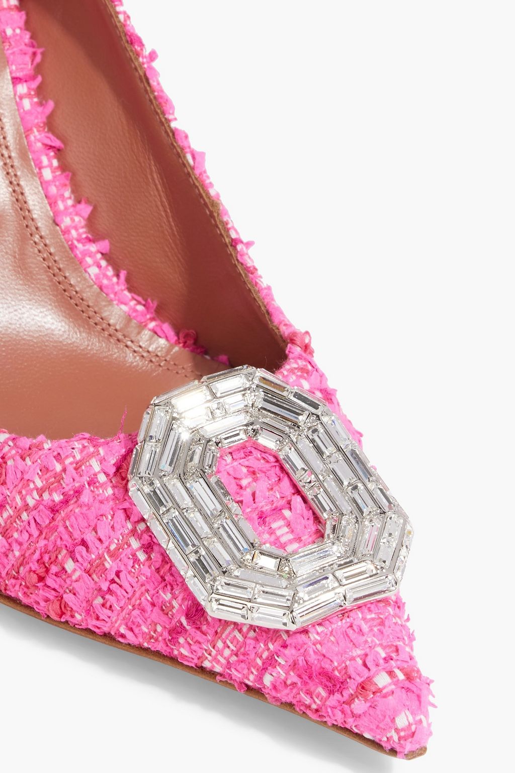 AMINA MUADDI Camelia 90 crystal-embellished metallic tweed pumps