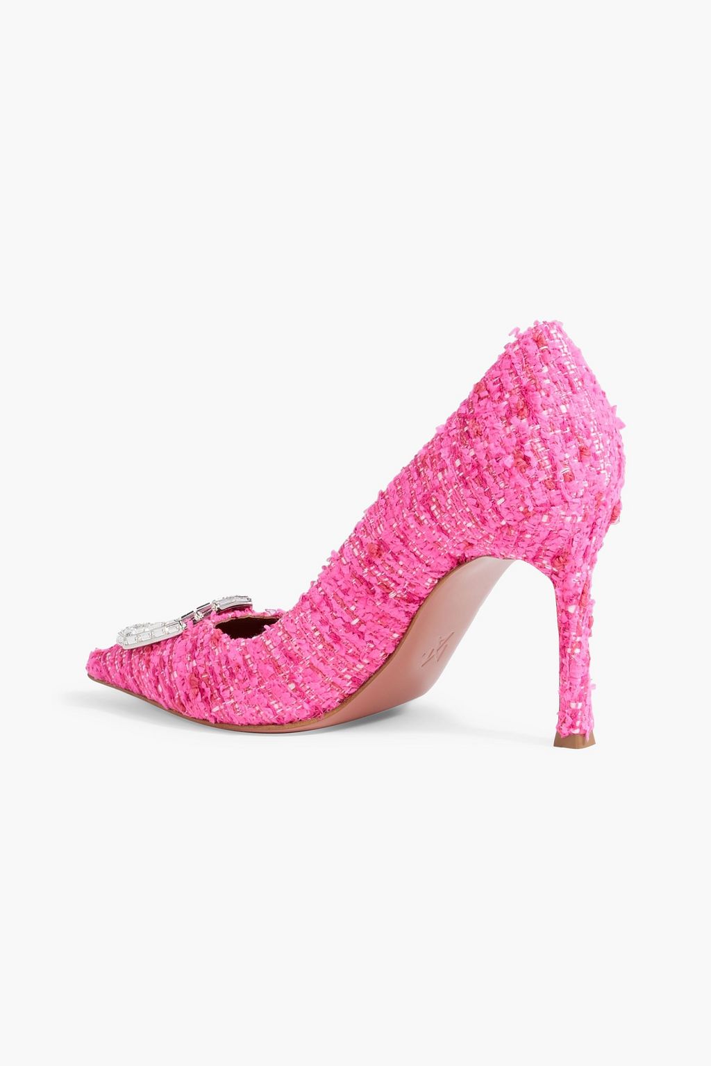 AMINA MUADDI Camelia 90 crystal-embellished metallic tweed pumps