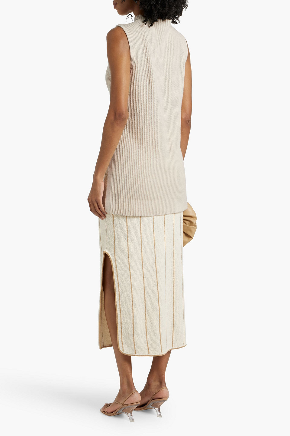 Another Tomorrow Ribbed Cashmere And Wool-blend Vest In White