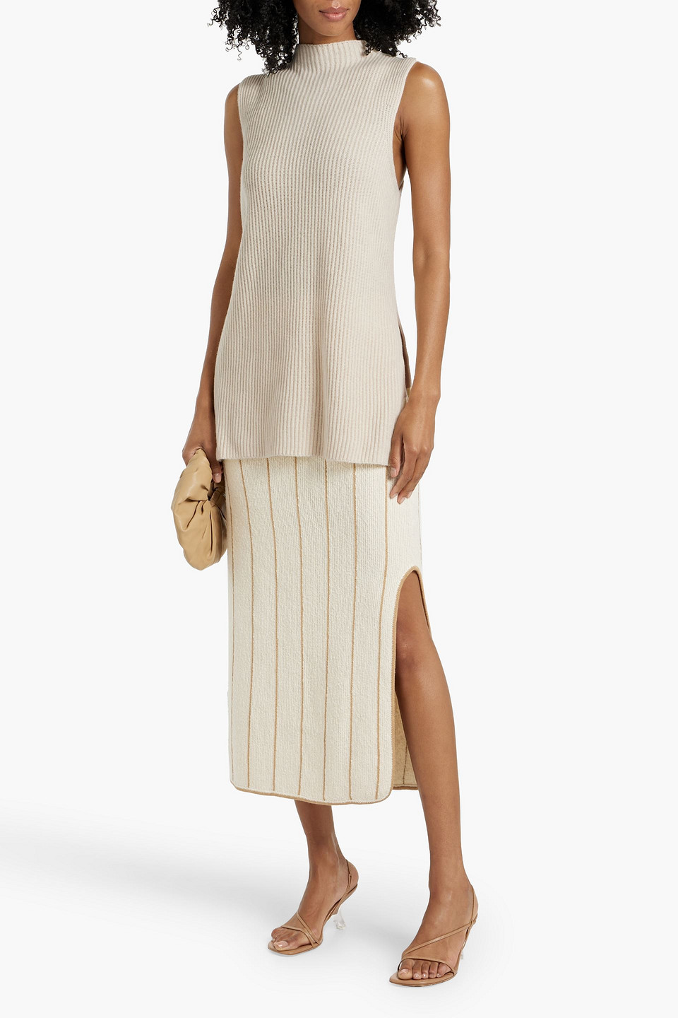 Another Tomorrow Ribbed Cashmere And Wool-blend Vest In White