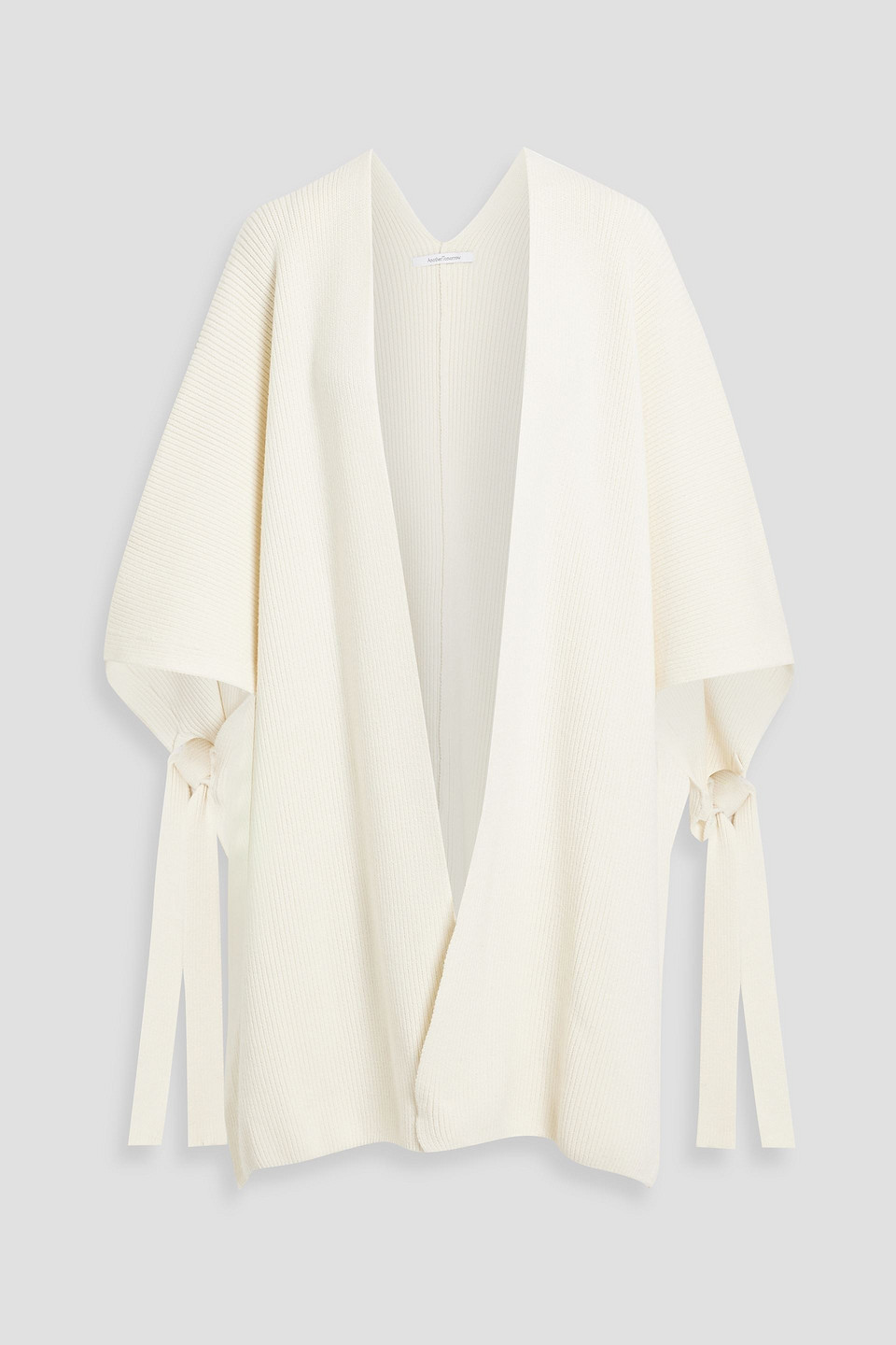 Another Tomorrow Ribbed Merino Wool-blend Poncho In White