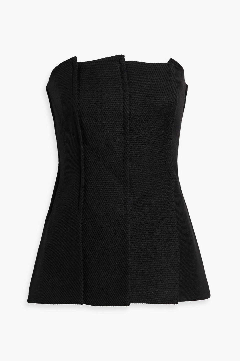 Proenza Schouler Corinne Strapless Gabardine Peplum Top In Black