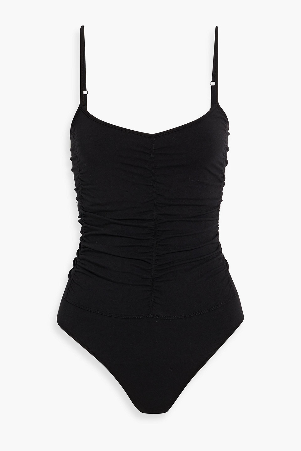 Another Tomorrow Ruched Stretch Cotton And Lyocell-blend Jersey Bodysuit