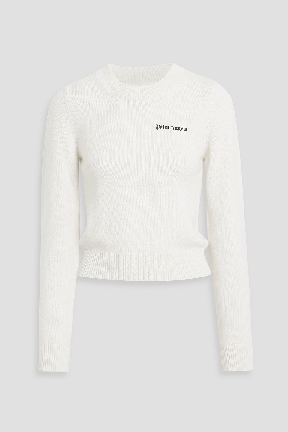 Palm Angels Embroidered Knitted Sweater In White