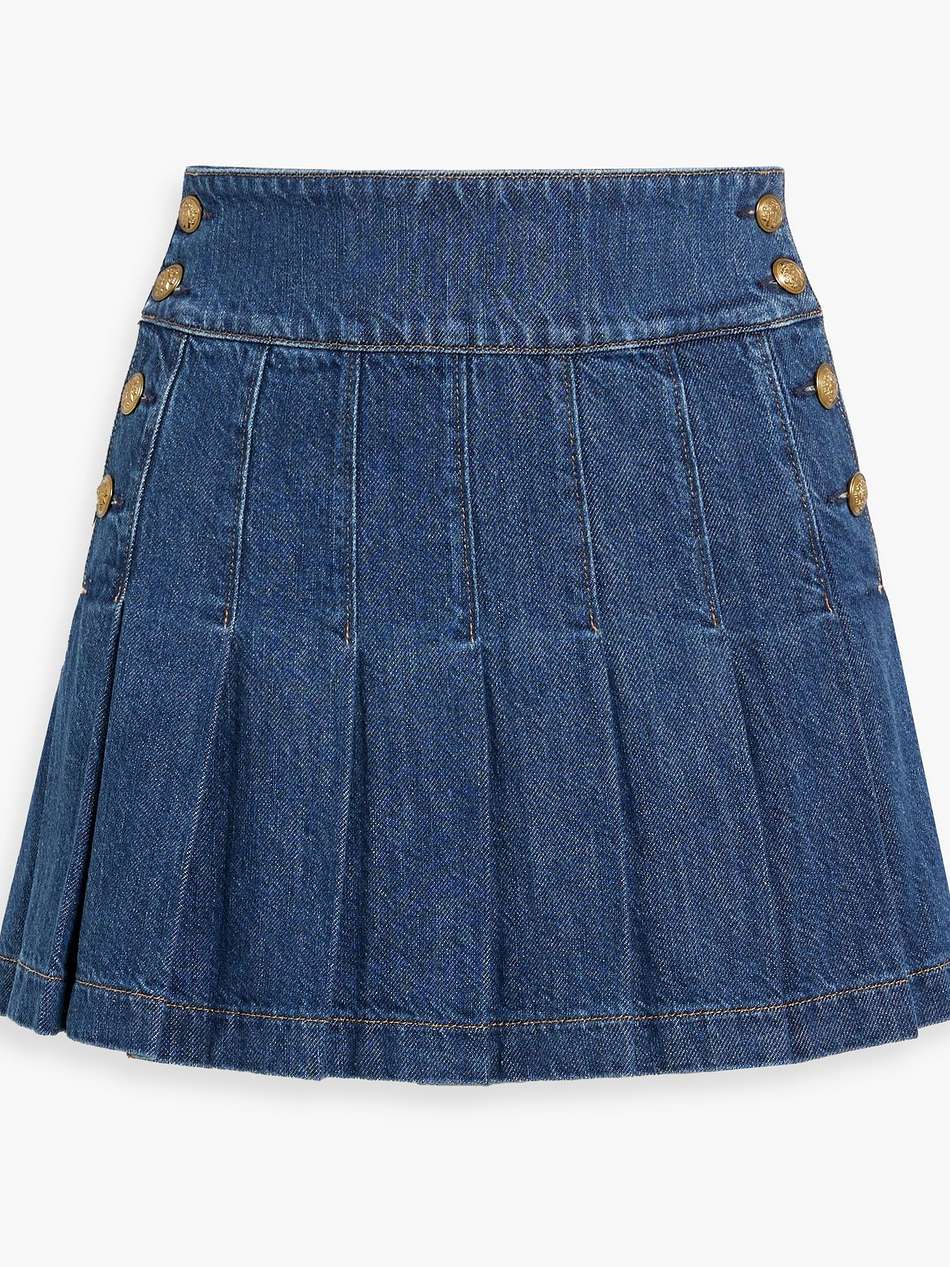 lanna pleated denim mini skirt