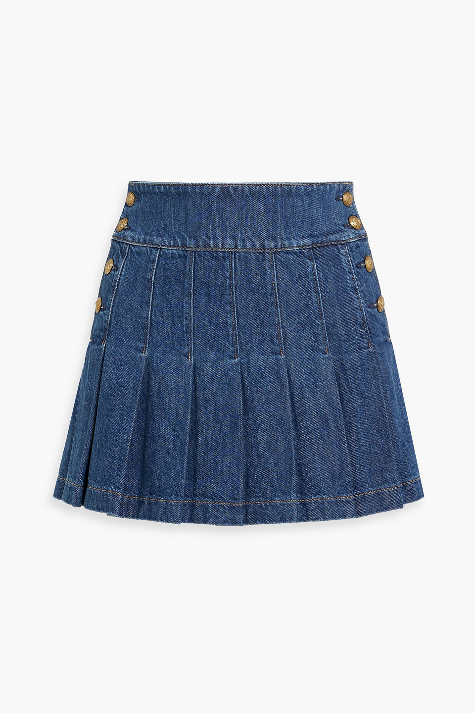 Lanna pleated denim mini skirt