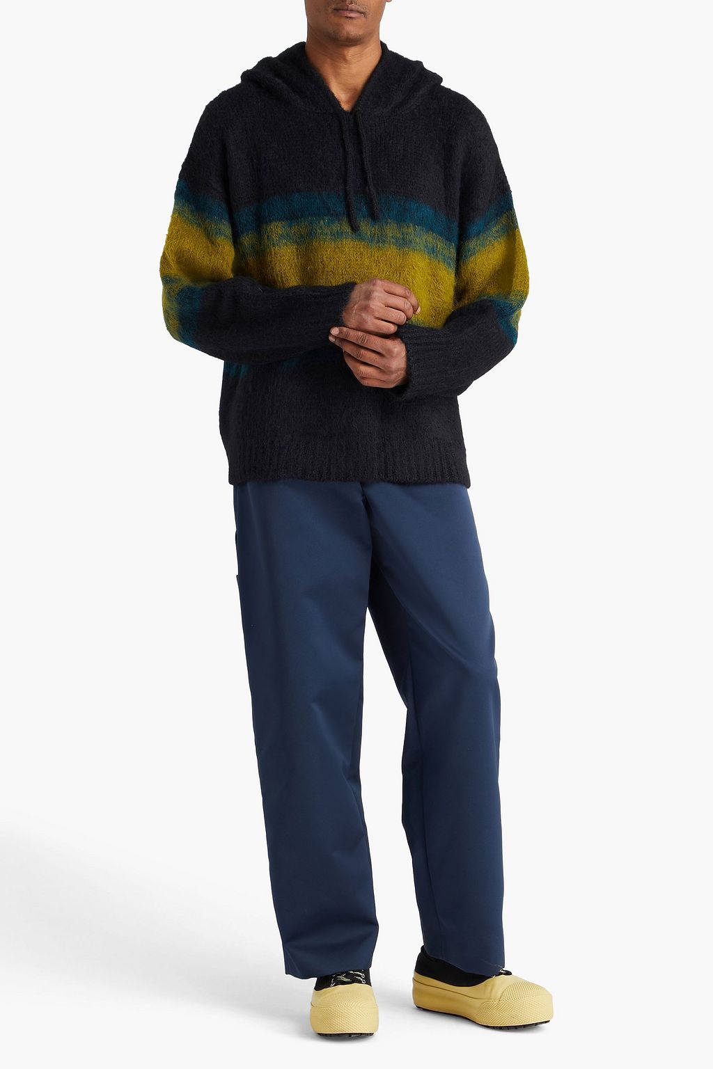 THE ELDER STATESMAN Thistle gestreifter Hoodie aus einer gebürsteten Alpakamischung