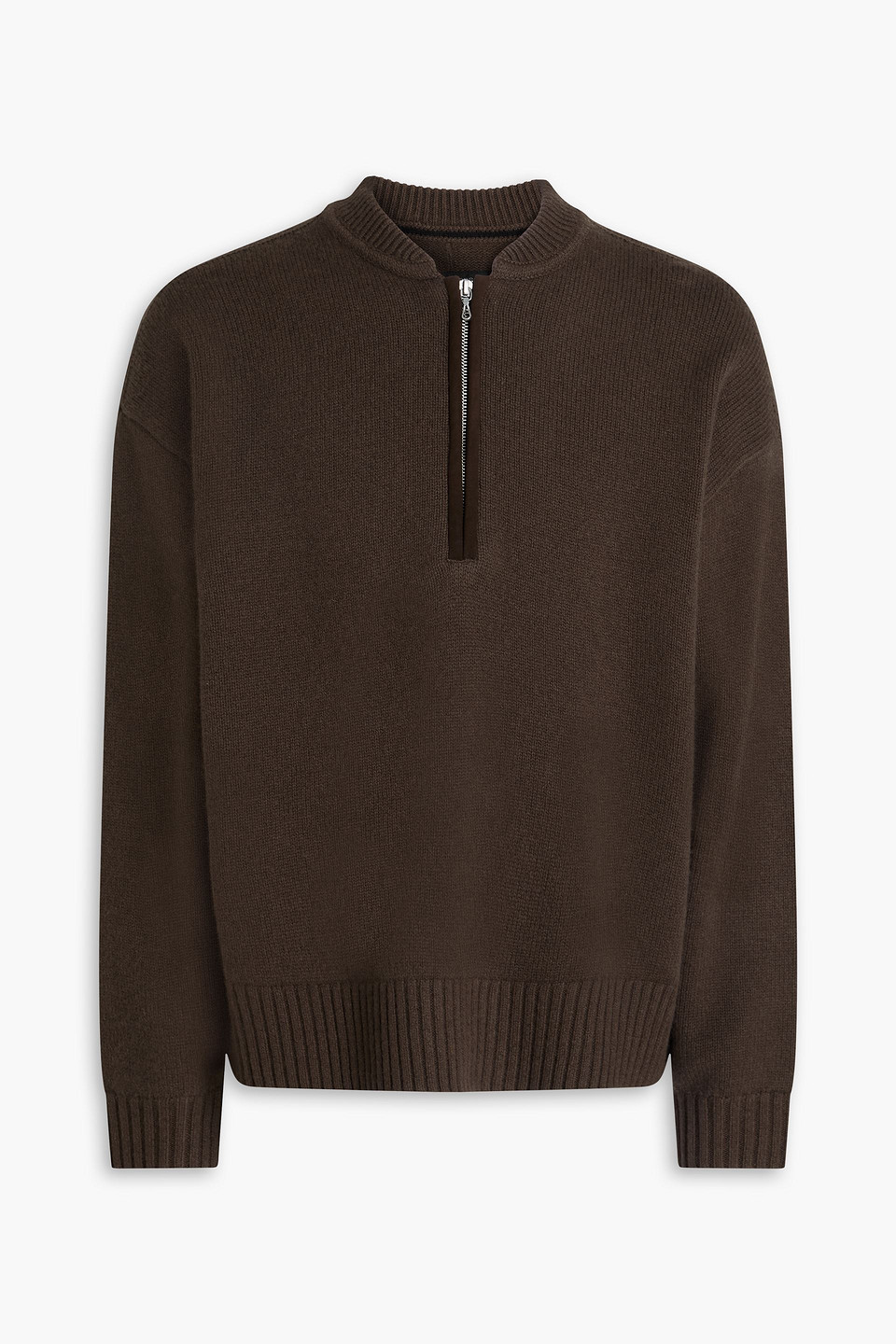 Rag & Bone Clarkson Mixed Media Quarter Zip Sweater In Brown