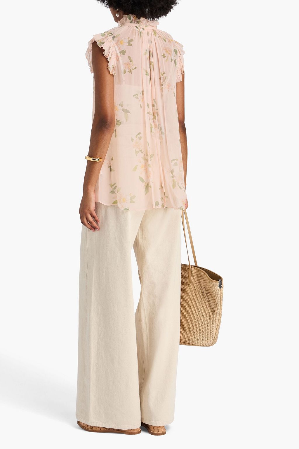 ZIMMERMANN Ruffled floral-print crepon top