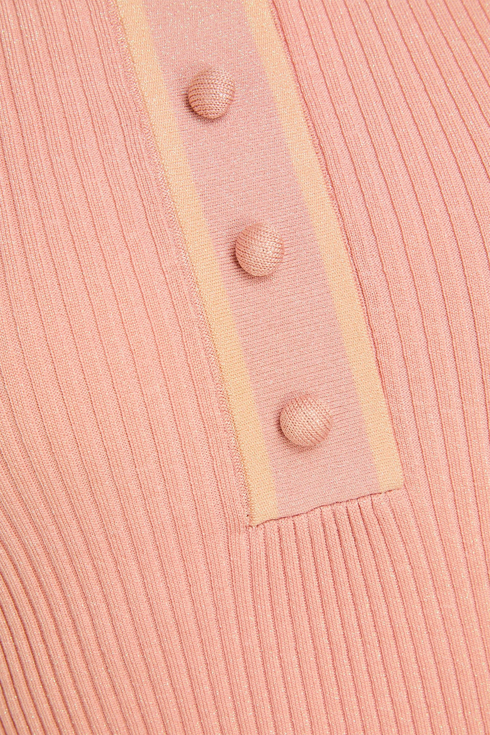 Zimmermann Metallic Ribbed-knit Polo Sweater