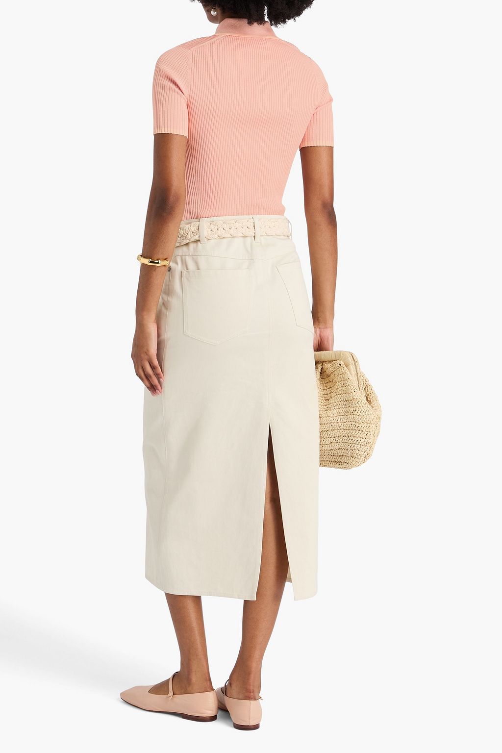 ZIMMERMANN Metallic ribbed-knit polo sweater