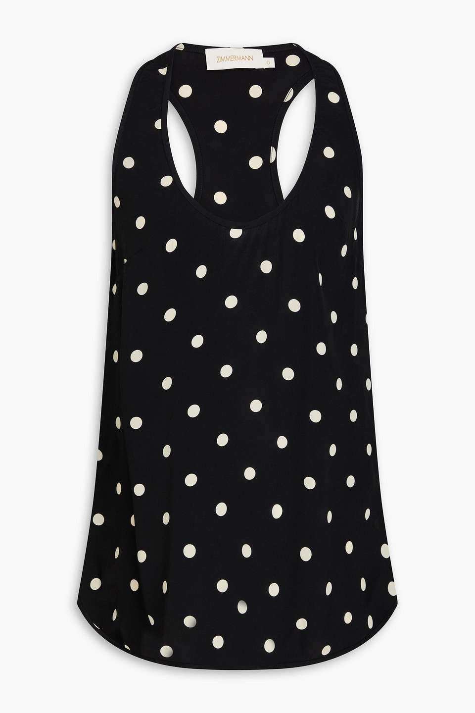 Zimmermann Polka-dot Crepe De Chine Tank In Black