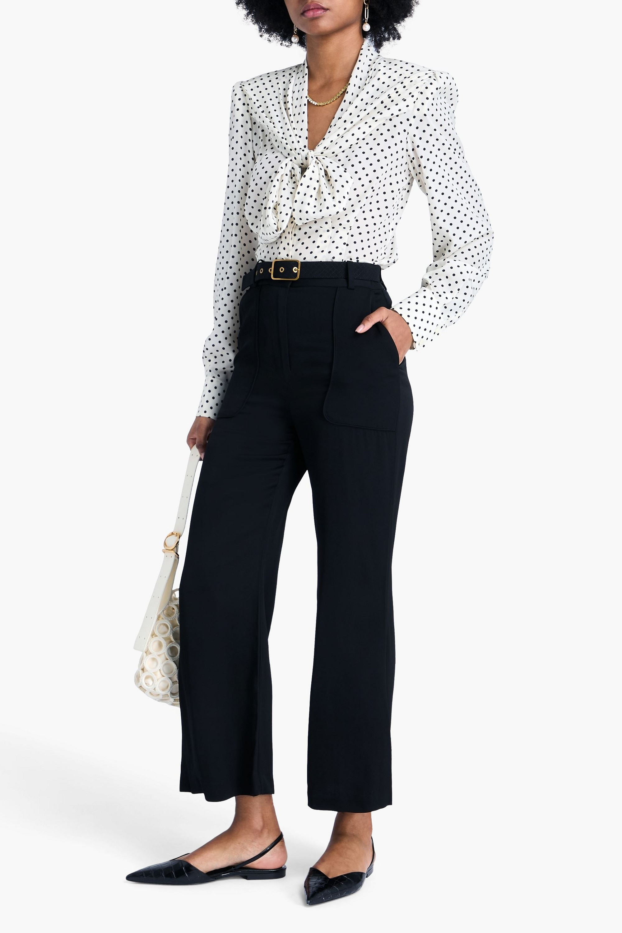 Zimmermann Belted crepe kick-flare pants