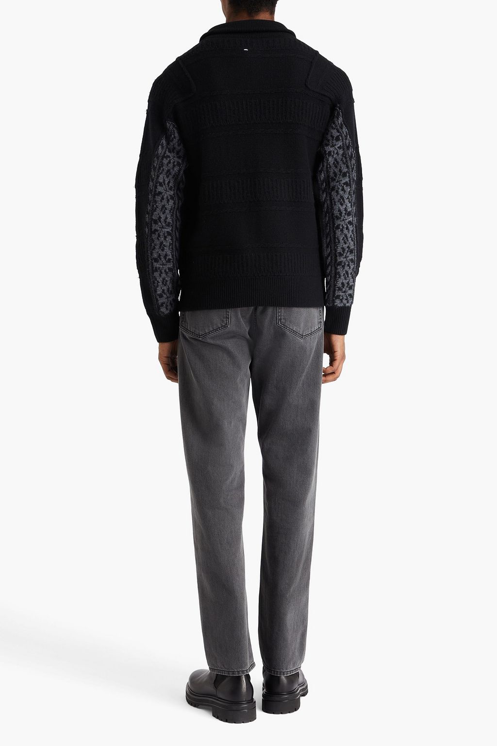 RAG & BONE メリノウール混 ジップアップセーター ジャカードニット