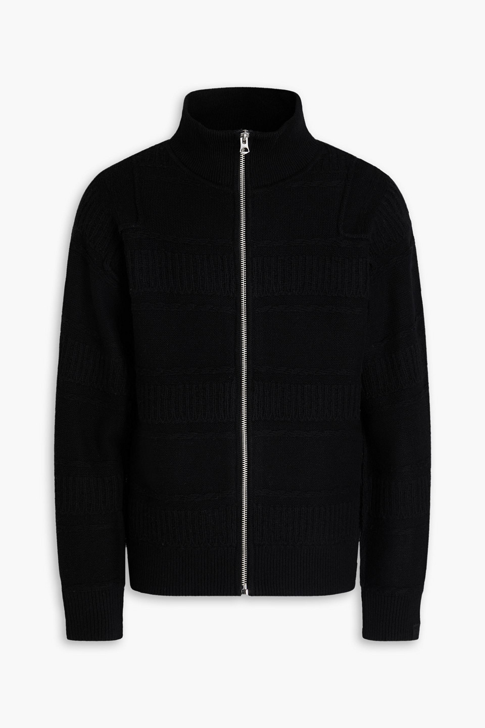 Rag & Bone Colton Zip Front Extrafine Merino Wool Blend Sweater In Black