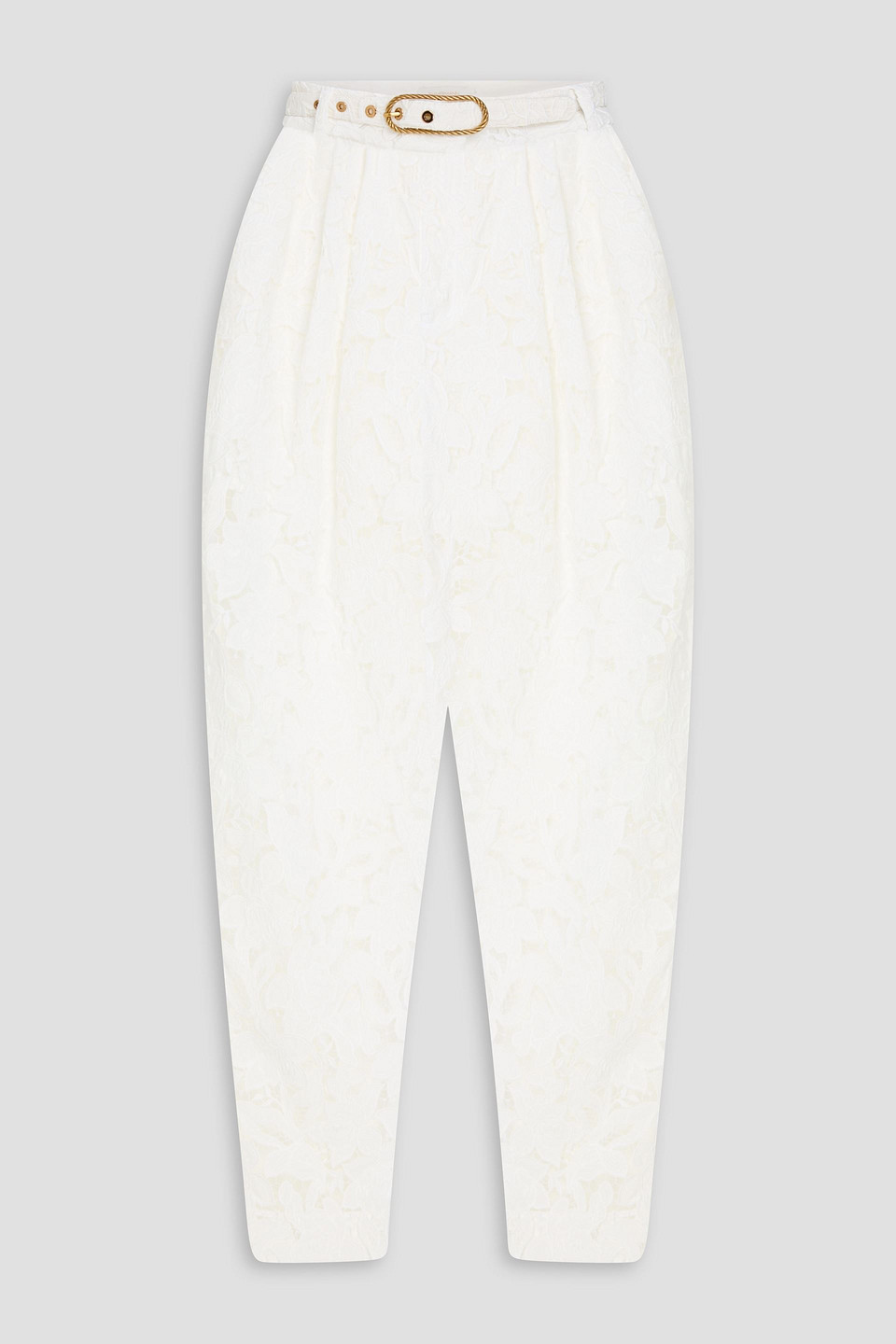 Zimmermann Karottenhose Aus Spitze Mit Falten Und Gürtel In White
