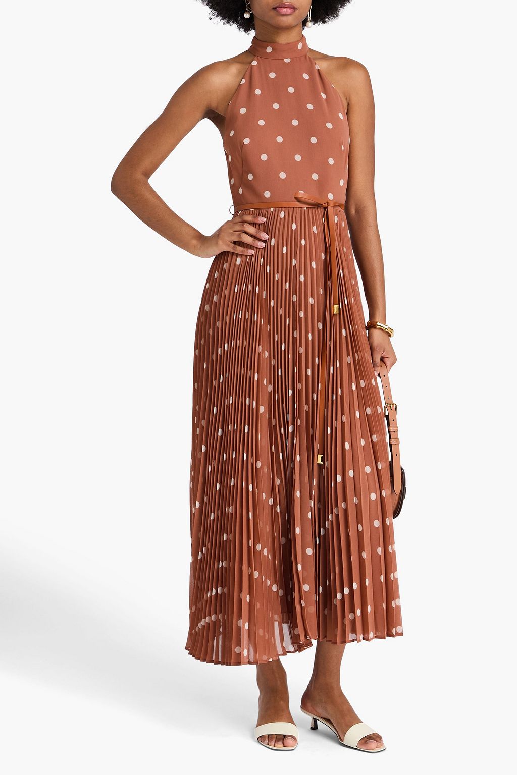 ZIMMERMANN Polka-dot georgette halterneck midi dress
