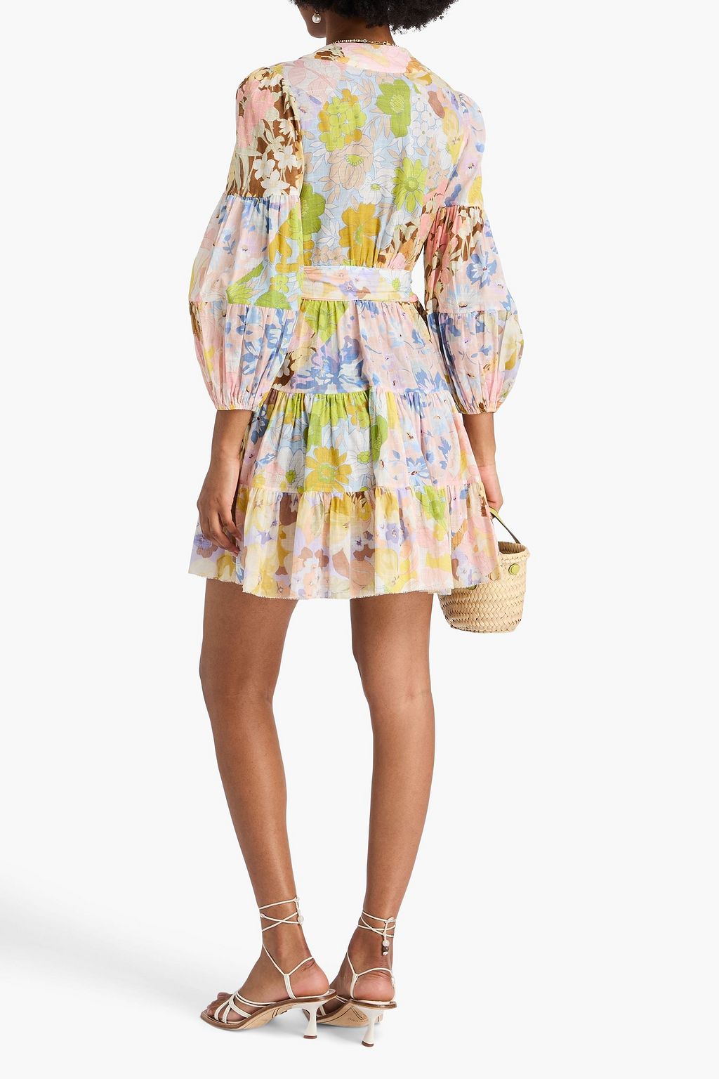 ZIMMERMANN Tiered floral-print cotton-gauze mini wrap dress