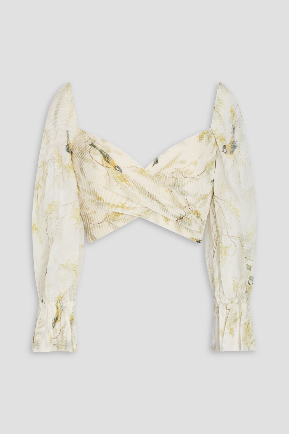 Zimmermann Cropped Printed Organza Top In Multi