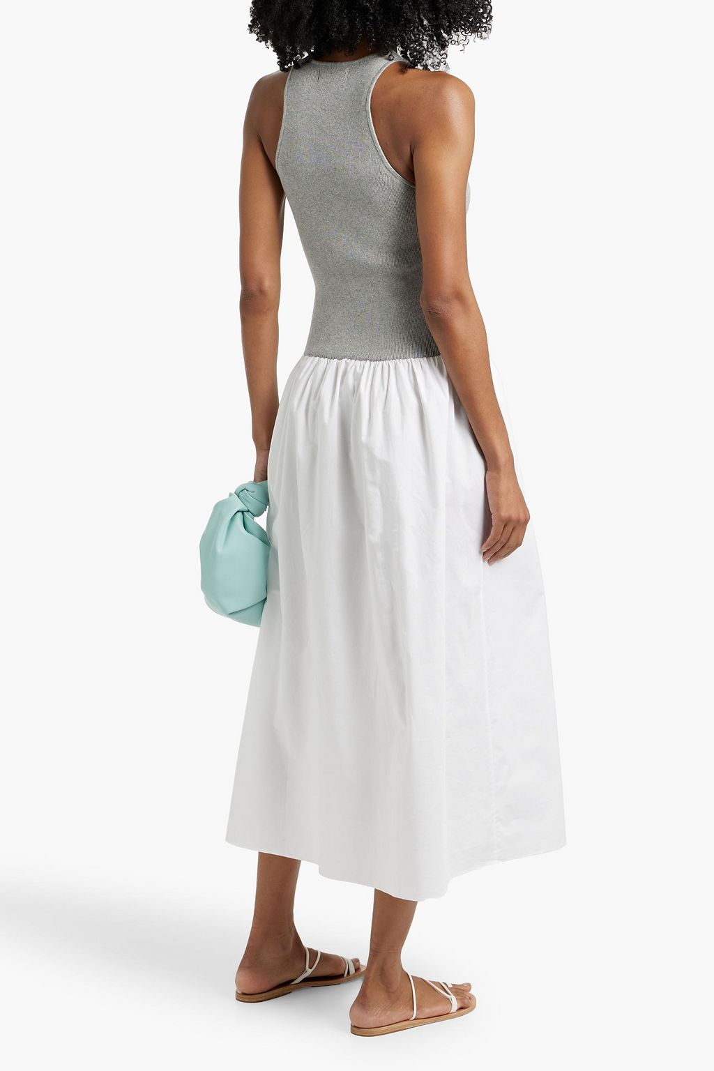 NAADAM Knit-paneled striped cotton-poplin midi dress