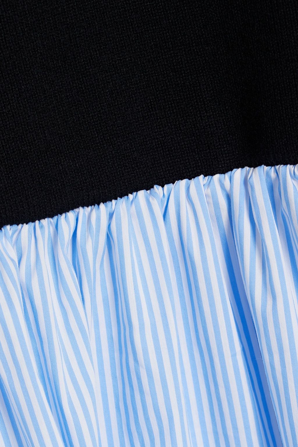 NAADAM Knit-paneled striped cotton-poplin midi dress
