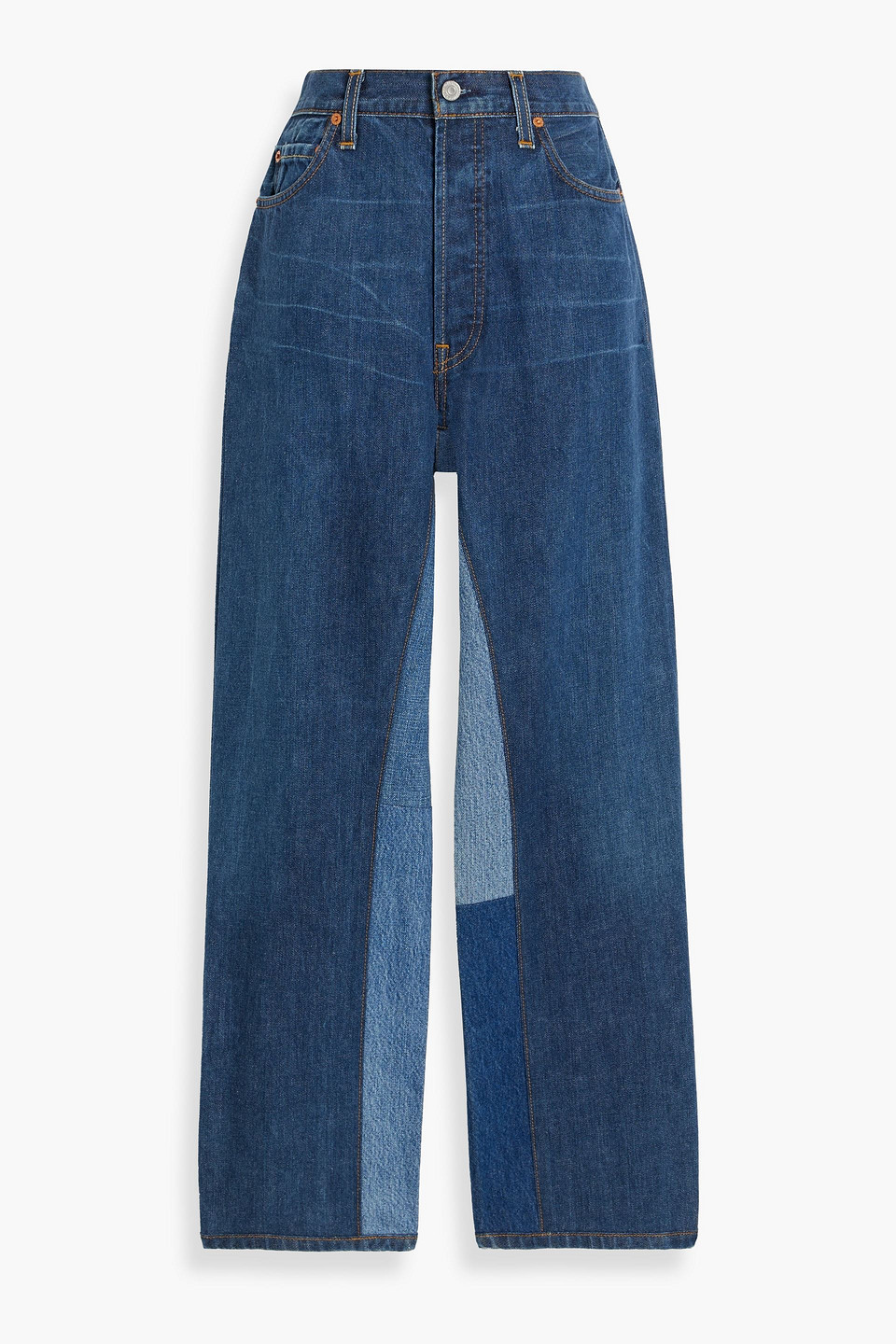Re/done With Levi's Two-tone High-rise Straight-leg Jeans