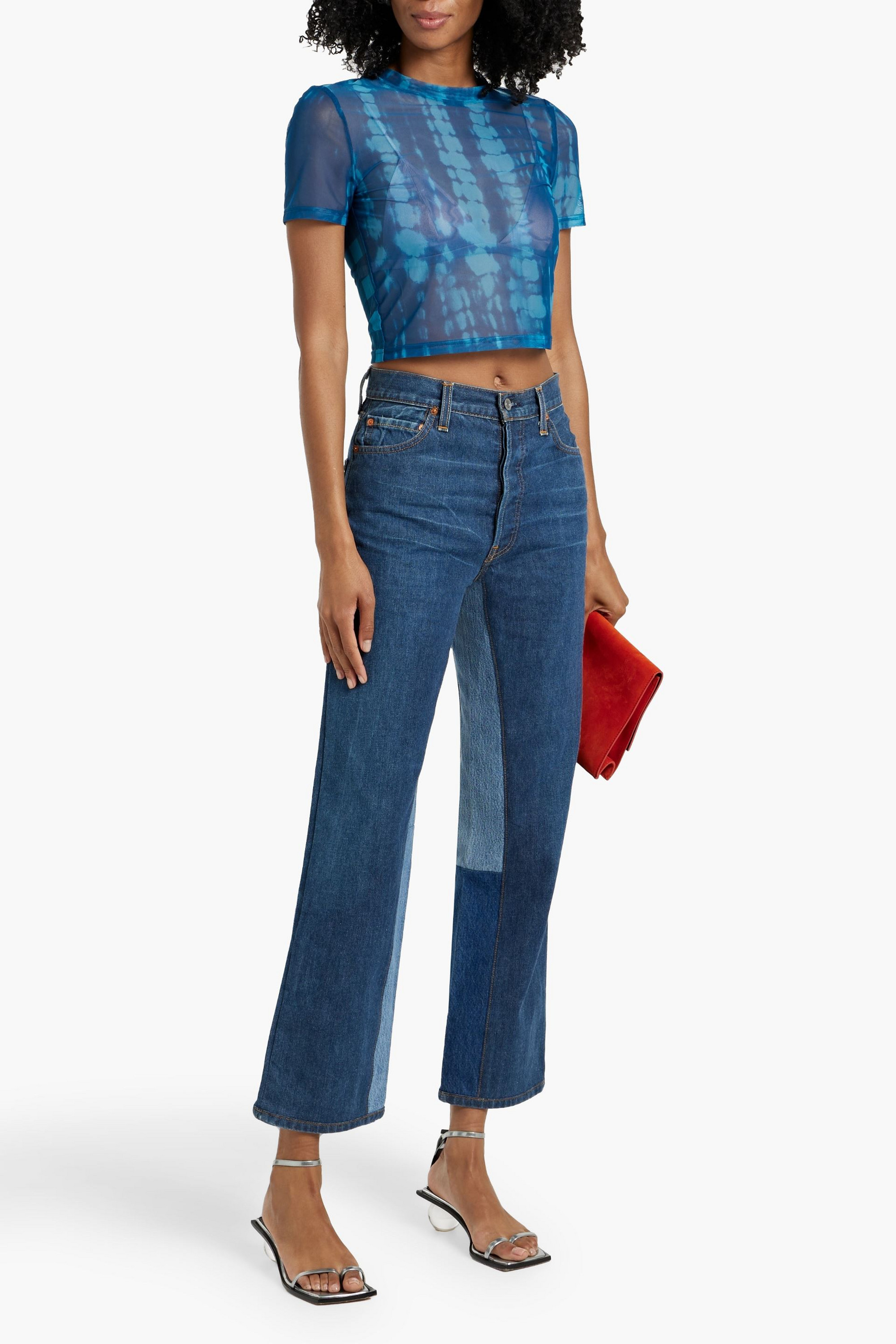 RE/DONE WITH LEVI'S Two-tone high-rise straight-leg jeans