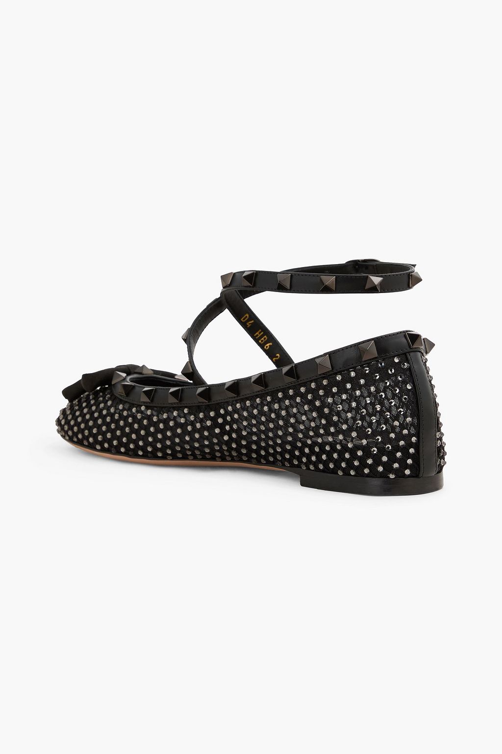 VALENTINO GARAVANI Rockstud フィッシュネット バレリーナシューズ クリスタル付き