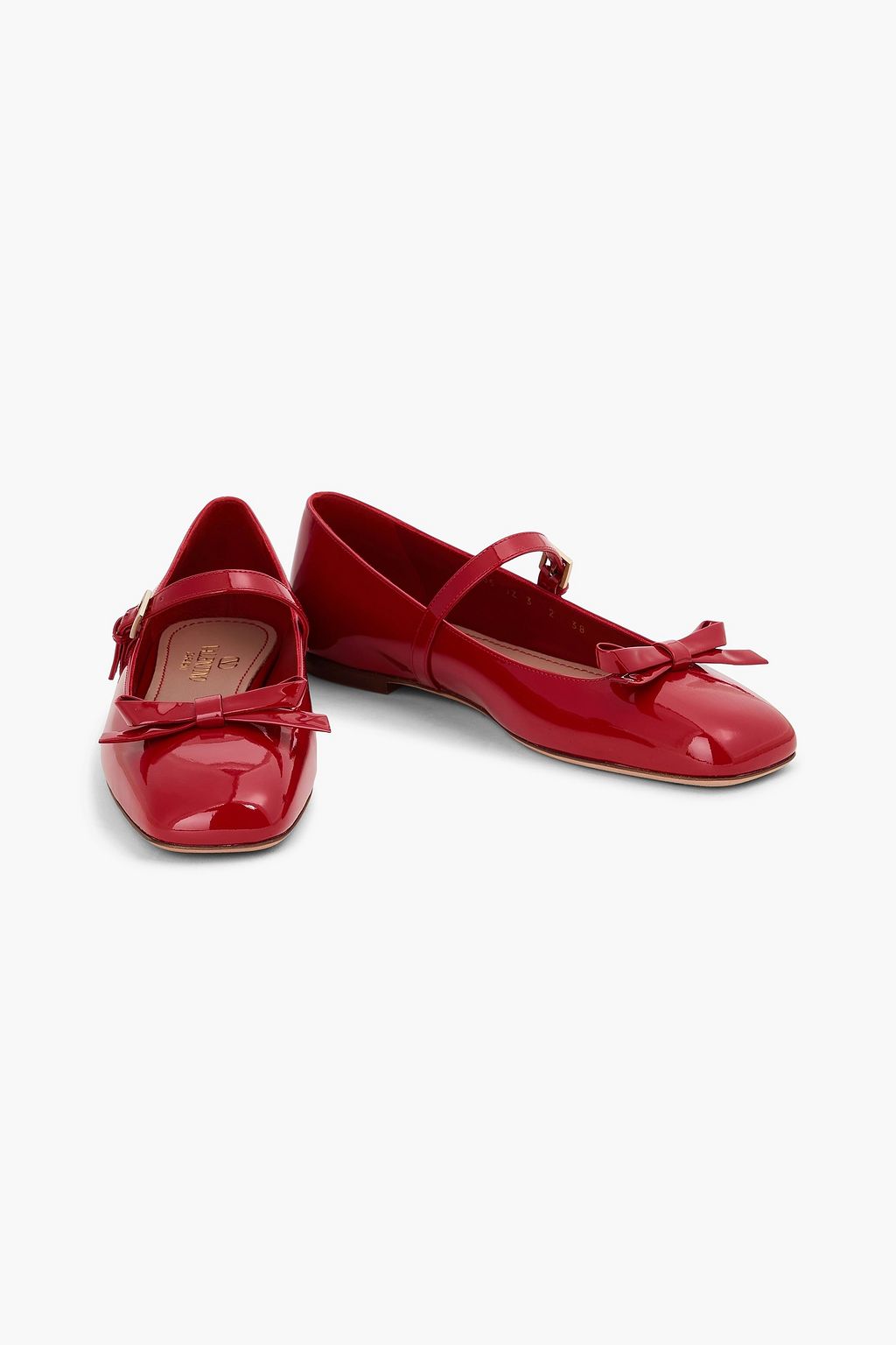 VALENTINO GARAVANI Bow-detailed patent-leather Mary Jane flats